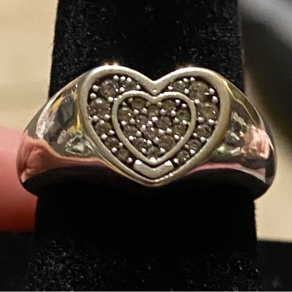 Elegant .925 Sterling Silver Heart Ring Size 6 Engraved Inside “All for Love”.